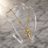 Collier pendentif croix gothique, collier ras du cou à franges multicouches pour femmes, style grunge audacieux