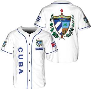 Sublimation Cuba Baseball Jersey Shirt, Cuba Flag Jersey, Cuban Jersey pour homme et femme, Cuba USA Flag T Shirt - Product Image 3