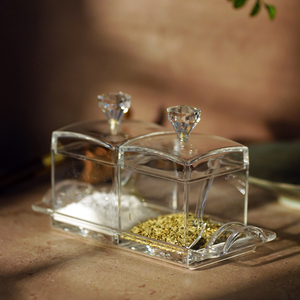 Boîte de rangement de cuisine classique en acrylique transparent, écologique, pour la maison et la cuisine, 2 pots à épices, conteneur de stockage alimentaire pour les aliments - Product Image 4