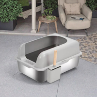 Accessoire de bac à litière pour chat en plastique automatique pratique en acier inoxydable