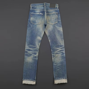 Jeans de Mezclilla de Alta Calidad, Corte Regular, Tela Selvedge, Lavado Claro Japonés, Cintura Media, Casuales, Transpirables, Tejido - Product Image 1