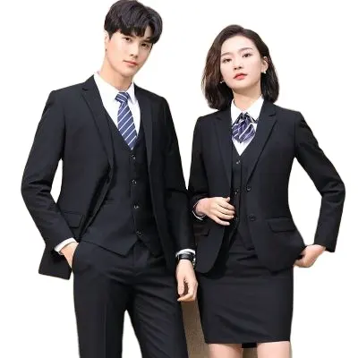 Деловые офисные костюмы из двух частей для мужчин и женщин, деловой женский костюм