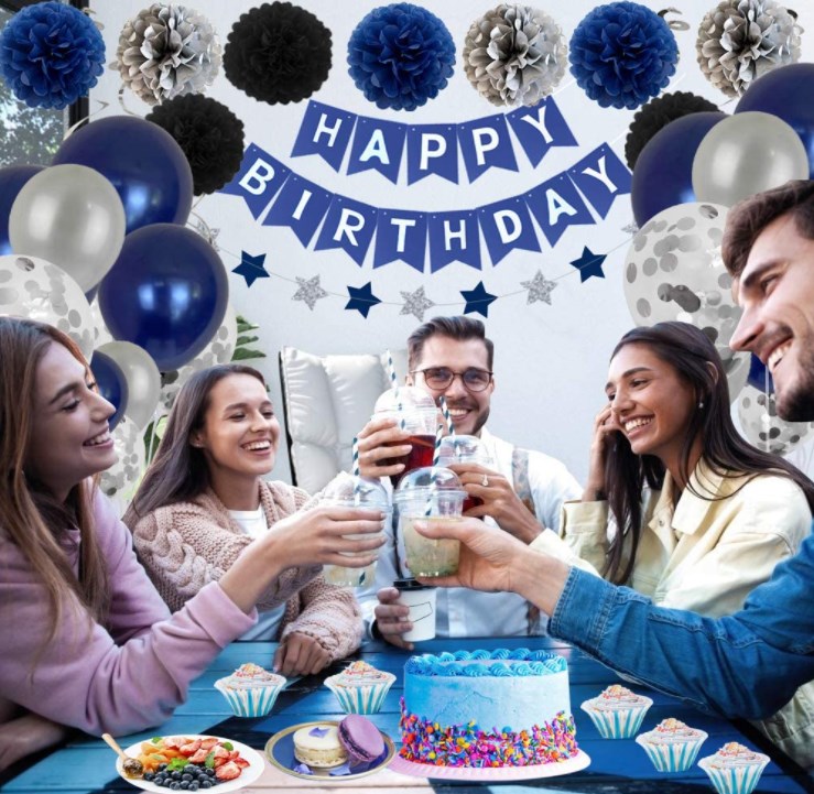 7 Palloncini Per Compleanno A Tema Videogiochi - Controller, Stella E HAPPY BIRTHDAY In Foil Blu