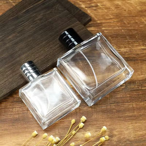 Flacon de parfum en verre transparent carré de luxe vide, 50 ml, 100 ml, avec bouchon de luxe, vente en gros - Product Image 2