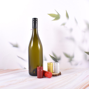 Échantillon gratuit 750ml Bouteille <span class=keywords><strong>de</strong></span> vin en verre <span class=keywords><strong>de</strong></span> forme bordeaux vert ambré foncé avec liège en bois - Product Image 1