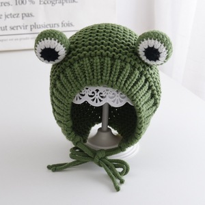 <span class=keywords><strong>Bonnet</strong></span> d'hiver pour bébé avec pompon, motif <span class=keywords><strong>grenouille</strong></span> mignon, en <span class=keywords><strong>crochet</strong></span>, grande taille, tricoté pour filles, <span class=keywords><strong>bonnet</strong></span> de Noël tendance - Product Image 1