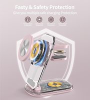 Station de charge sans fil pliable 3 en 1, chargeur magnétique pour téléphone, montre, écouteurs, station de voyage transparente avec adaptateur