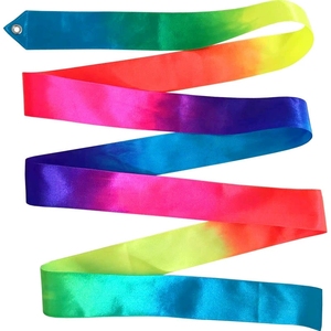 Cinta de satén de arcoíris con mango para danza y gimnasia, degradado multicolor, al por mayor, para escenario y espectáculos - Product Image 4