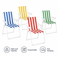 Kursi Pantai Lipat Outdoor dengan Logo Kustom Pola Garis Klasik untuk Berkemah & Piknik