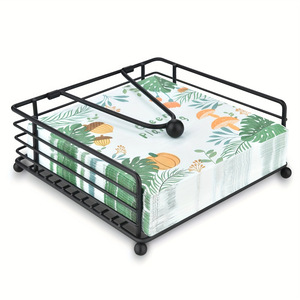 Porte-serviettes carré en métal noir, élégant et luxueux, best-seller pour table de salle à manger et restaurant - Product Image 3