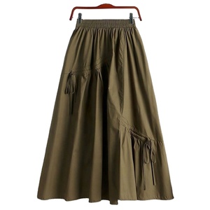 Jupe plissée d'été pour femme, taille élastique, unie, élégante, avec cordon de serrage, coupe trapèze - Product Image 4
