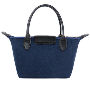 Custom Small Cotton <b>Canvas</b> PU Leather Crossbody Tote Bag Zipper Closure <b>Frame</b> Shape Single Shoulder Handbag - Product Image 2