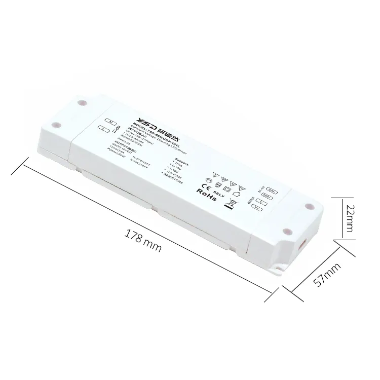 YSD PF0.9 60w 100w 0-10v Triac Dimming Interface led driver IP40 12v 24v Dimming Function For LED Power Supply