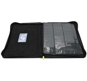 Portatarjetas Toploader de cuero PU con textura de Diamante Negro Premium con ventana de exhibición - Product Image 4