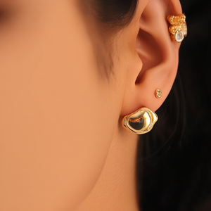 ต่างหูแฟชั่นแบบติดหู สแตนเลส 316L ชุบทอง PVD ทนทาน เป็นมิตรต่อสิ่งแวดล้อม - Product Image 3