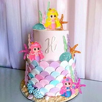 Décorations de gâteaux en forme de sirène, algues marines, étoiles de mer et coquillages, en plastique souple à motif de dessin animé, pour décorations de fête d'anniversaire