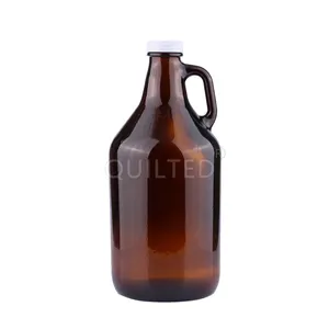 64oz 2L 4L كبيرة حجم العنبر البيرة زجاجة الهادر 2000 مللي الزجاج زجاجة للبيرة مخصص شعار أغلفة أكواب ل المشروبات