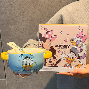 Ensemble de <span class=keywords><strong>vaisselle</strong></span> dessin animé Mickey <span class=keywords><strong>Minnie</strong></span> <span class=keywords><strong>Mouse</strong></span> mignon sous glaçure couleur ménage enfants Double oreille en céramique bol cuillère <span class=keywords><strong>vaisselle</strong></span> cadeaux - Product Image 4