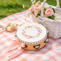 Tambourins de mariage personnalisés en gros, Pandereta en bois personnalisée, Tambours à main, Cadeaux pour invités de mariage, Faveurs de fête