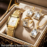 WGS-332 5PCS Ensemble de montres élégantes pour femmes avec strass rectangulaires, montres à quartz, bijoux, montres tendance pour femmes, Reloj Mujer, montre pour fille, cadeau
