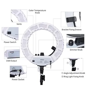 Anel iluminador de 18 polegadas, anel de luz ao vivo, equipamento de pele com grande abertura, artefato fotográfico