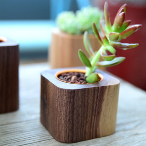 Vaso per <span class=keywords><strong>Fiori</strong></span> Quadrato in Legno Massiccio per Decorazione Casa, Mini Vaso per Piante Succulente - Product Image 5