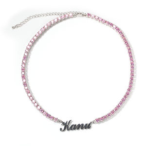 Collier et <span class=keywords><strong>bracelet</strong></span> personnalisés en argent et or 18 carats pour enfants, plaque de nom personnalisée - Product Image 3