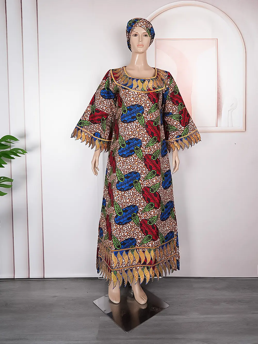 H & D gaun kustom Afrika wax pakaian tradisional gaun longgar musim panas lengan pendek