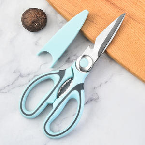 Tijeras de cocina de acero inoxidable con hoja de 8,7 cm, multifuncionales para cortar pescado y carne, color azul y rosa - Product Image 2