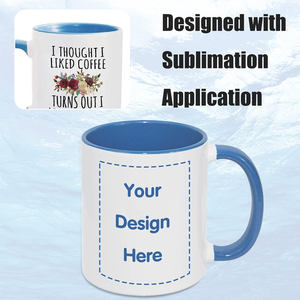 Caneca interna colorida personalizada de 11 onças, caneca de café em cerâmica com alça colorida, mais popularmente em branco por sublimação - Product Image 3