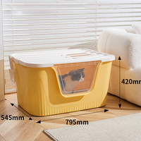 Bac à litière pour chat semi-fermé direct d'usine avec grand espace nettoyage facile et accessoire de toilette pour chat anti-éclaboussures
