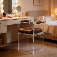 Chaise de loisirs, table à manger et tabouret en acrylique transparent personnalisés pour salon, chambre et appartement