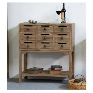 Innova Distressed Barn Recycled pine Wood Drawer Cabinet Storage Cupboard Living Room Cabinet Chest of Drawer with Shelf