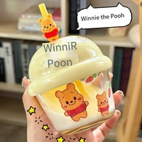 Gobelet en verre Strawberry Bear avec paille ronde - Mini gobelet à lait mignon pour enfants comme coffret cadeau