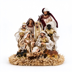 Set <span class=keywords><strong>Presepe</strong></span> Artigianale in Resina, Decorazione Natalizia e Oggetto da Collezione, Set Famiglia Sacra in Legno a 3 Pezzi con Arco - Product Image 2