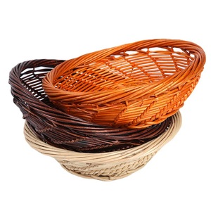 Panier à fruits tressé rond fait main en saule, couleur orange jaune antique originale, pour rangement et présentation - Product Image 4