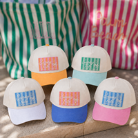 Casquette de baseball Dymf personnalisée avec patch brodé, style sportif urbain, ajustable, 5 panneaux, bicolore, en coton, pour l'été, les vacances, la plage