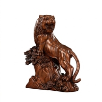 Sculpture de tigre en cuivre violet, statue d'animal en métal moulé, ornement montagne et rivière pour la maison, le bureau, ou comme cadeau