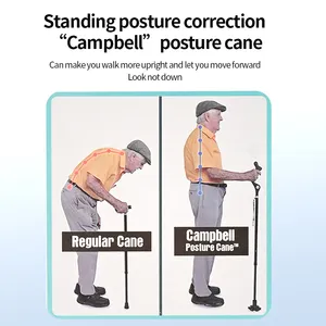 Bastón de pie para corregir y ajustar la postura, bastón autosuficiente plegable portátil ajustable en altura