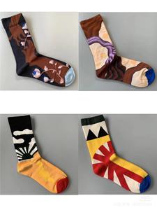 KT442 OEM personnalisé sans quantité minimale de commande français peinture à l'huile Style Vintage abstrait artistique Jacquard motif coton femmes hommes Tube <span class=keywords><strong>chaussettes</strong></span> - Product Image 4