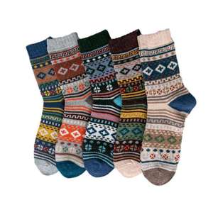 Vente en gros de <span class=keywords><strong>chaussettes</strong></span> en <span class=keywords><strong>laine</strong></span> pour hommes, tendance, multi-designs, personnalisées, épaisses et chaudes pour l'hiver, style nordique, de haute qualité - Product Image 1