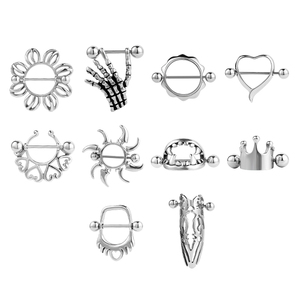 Anillos de acero inoxidable para pezones y <span class=keywords><strong>piercing</strong></span> para el cuerpo, joyería para mujeres y hombres, flor, corazón, 316l, novedad - Product Image 1