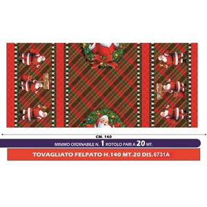 Tovaglia in pile con motivo floreale natalizio H.140 MT.20 DIS.6731A Categoria Prodotto - Product Image 1