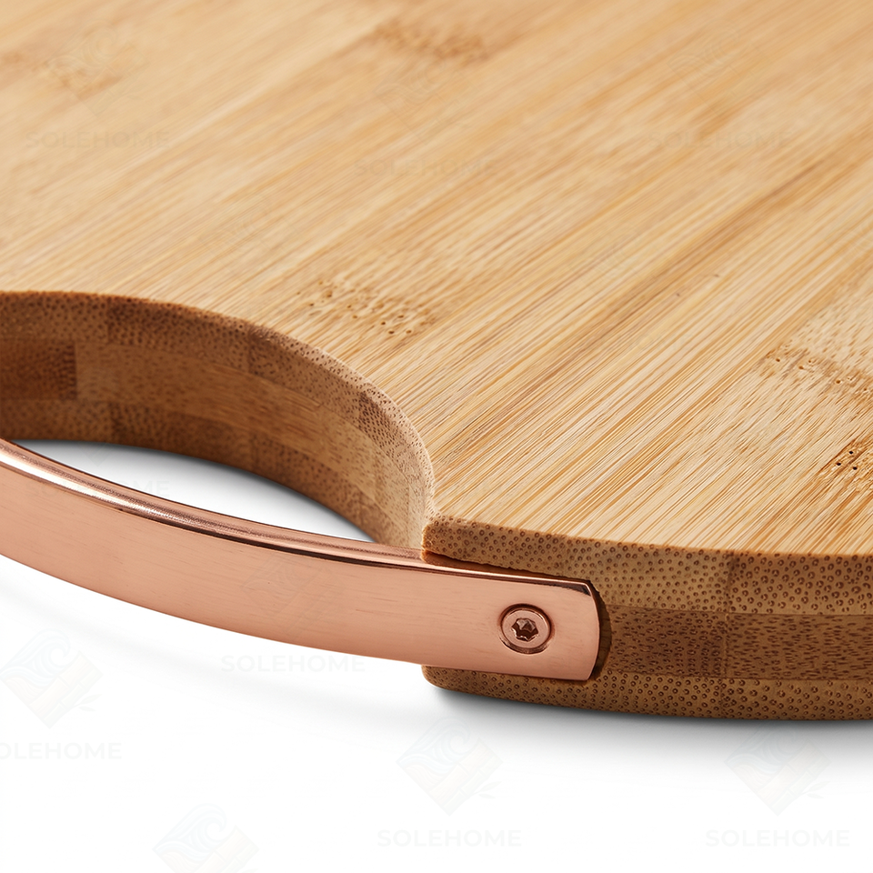 Heavy Duty Round Bamboo Cutting Board Thick Meat Chopping Board with ...