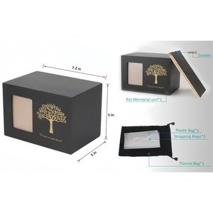 Urnas animais para gato Pet cremação caixa Urnas gato preto feito de madeira para cinzas - Product Image 1