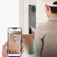 Cerradura Inteligente Digital Totalmente Automática con WiFi, Reconocimiento Facial, Aplicación Tuya, Almacenamiento en la Nube, Alta Seguridad para Puertas de Madera, Aluminio, Acero y Latón