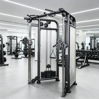 Appareil de musculation professionnel multifonctionnel à double fonction avec barre de traction et système à 2 blocs de poids pour entraînement de force