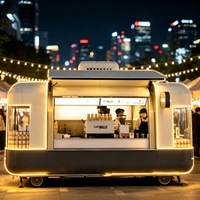 Camion de restauration mobile de luxe moderne, chariot à café minimaliste et épuré, remorque de traiteur escamotable résistante aux intempéries, kiosque de sourcing