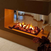 Cheminée électrique à vapeur d'eau 3D PANSEE PE-1500 avec télécommande, design moderne en acier inoxydable pour la maison et l'hôtel