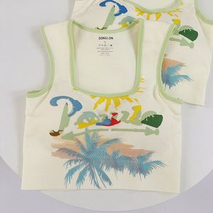 Médio Impresso Yoga Vest Chest Pad Fixo Cup Cobrindo Alta Resistência Sports Bra para Fitness Running Slimming Spandex - Product Image 4